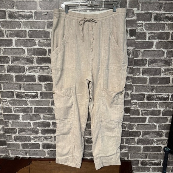 NWT Free People Feelin Good Linen Utility Pant Natural tan pants - Picture 3 of 15
